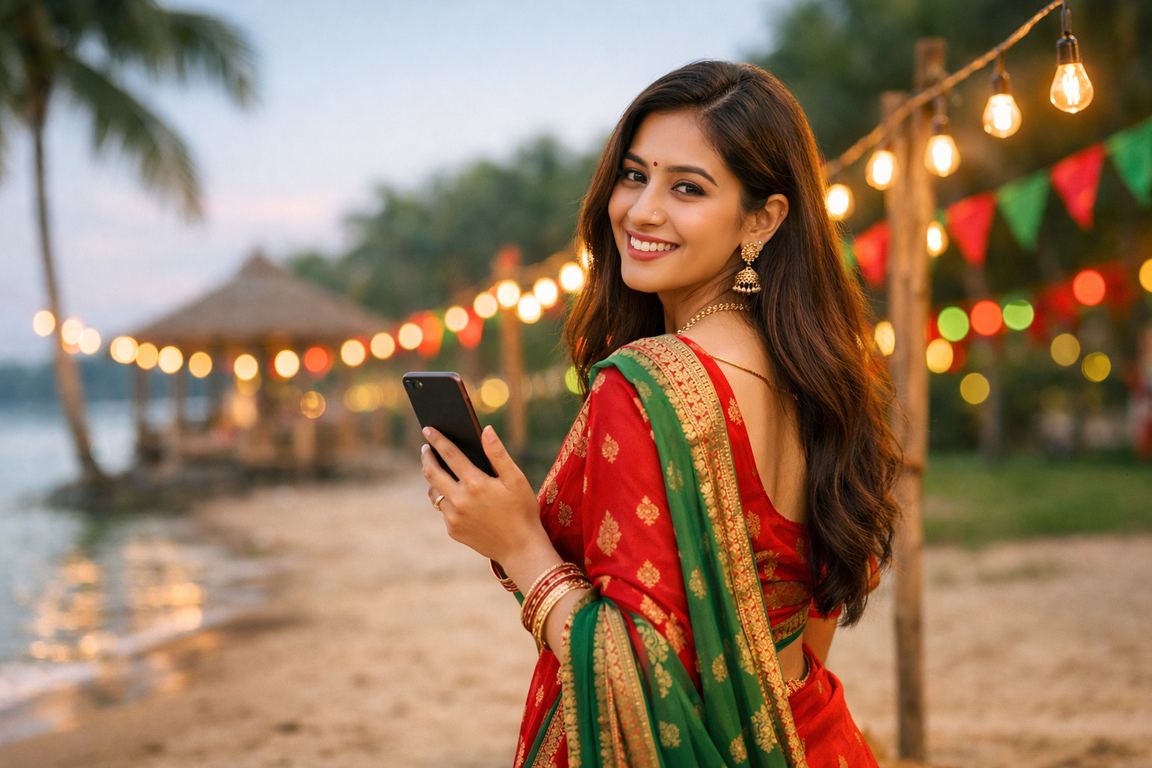 গাজীপুরে শাড়ি পরে ক্যাশব্যাক বোনাস উপভোগ করছেন একজন নারী