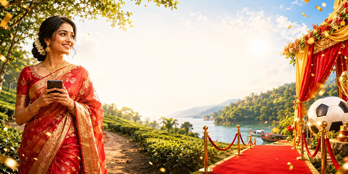 রাঙামাটিতে শাড়ি পরে মোবাইলে গেমিং উপভোগ করছেন একজন নারী