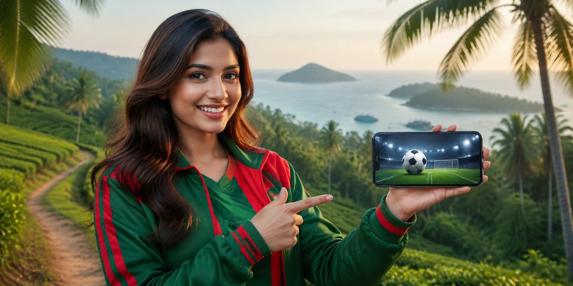 সিলেটের চা-বাগানের পাশে মোবাইলে লাইভ ক্যাসিনো খেলছেন একজন খেলোয়াড়
